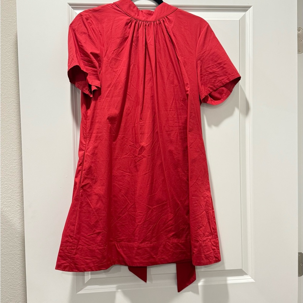 Red Short Sleeve Dress w/ Bow on Back